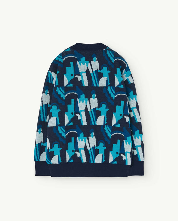 Navy Racoon Cardigan PRODUCT BACK