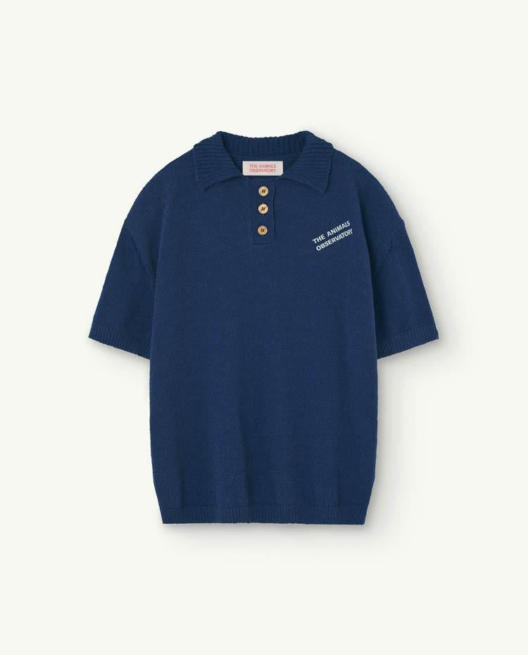 Navy Raven Knitted Polo Shirt COVER