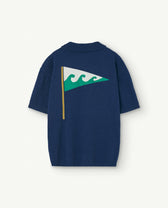 Navy Raven Knitted Polo Shirt PRODUCT BACK