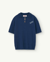 Navy Raven Knitted Polo Shirt PRODUCT FRONT