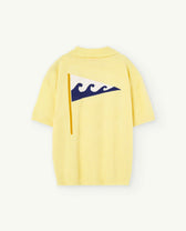 Soft Yellow Raven Knitted Polo Shirt PRODUCT BACK