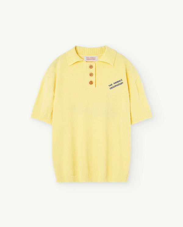 Soft Yellow Raven Knitted Polo Shirt PRODUCT FRONT