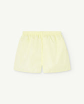 Image of yellow shorts for kids. The image shows the shorts from the back.
