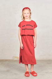 Red Orca Midi Dress MODEL FRONT