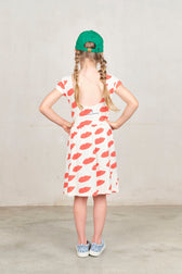 White Kissing Flamingo Midi Dress MODEL BACK