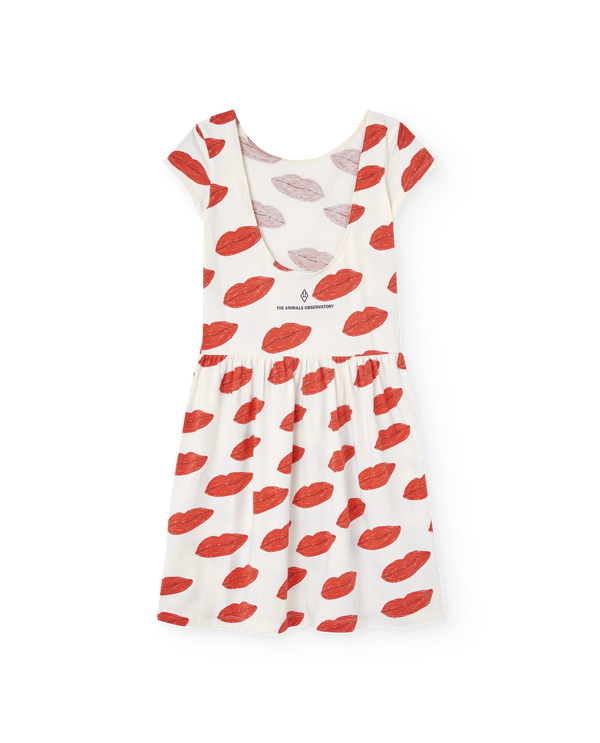 White Kissing Flamingo Midi Dress PRODUCT BACK