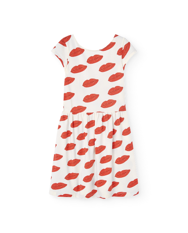 White Kissing Flamingo Midi Dress PRODUCT FRONT