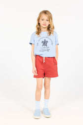 Red Fluffy Hedgehog Shorts MODEL FRONT