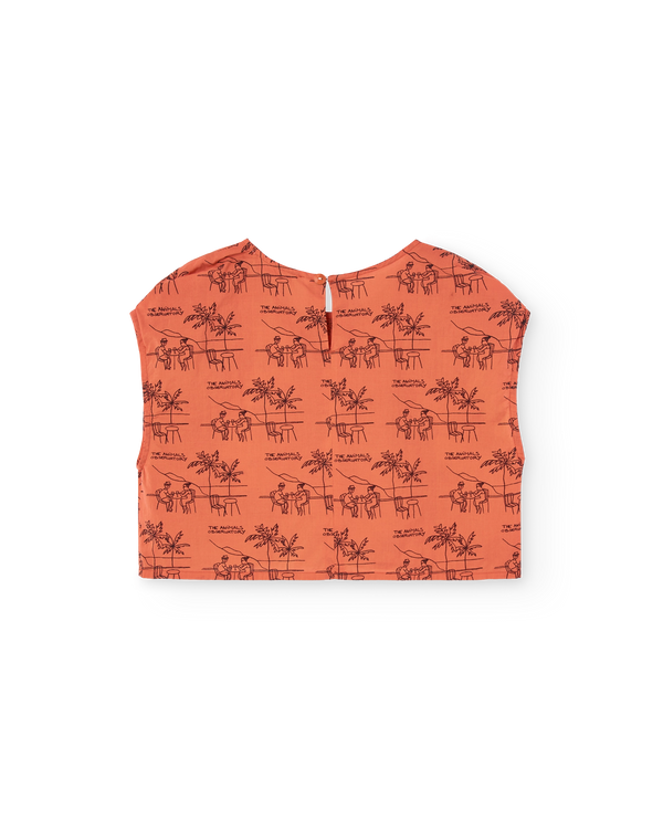 Salmon Drawings Baboon Shirt PRODUCT BACK