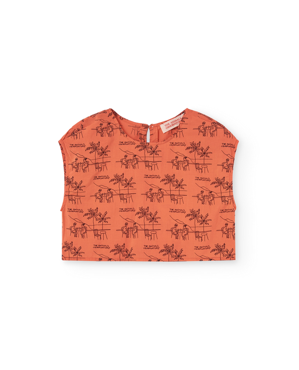 Salmon Drawings Baboon Shirt PRODUCT FRONT