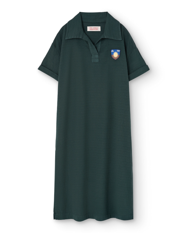 Deep Green Shield Giraffe Maxi Dress PRODUCT FRONT