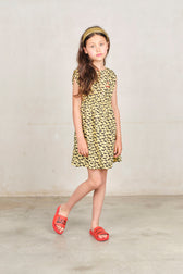 Yellow Animal Marten Midi Dress MODEL FRONT