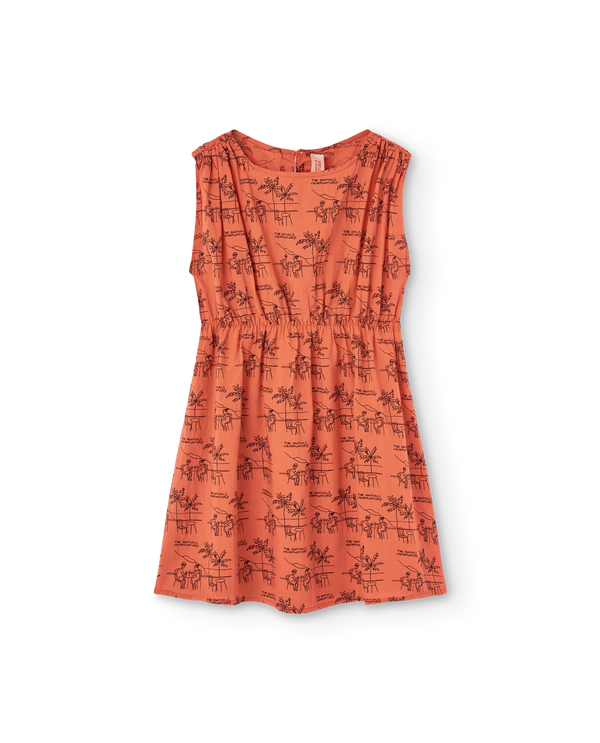 Salmon Drawings Marten Midi Dress PRODUCT FRONT