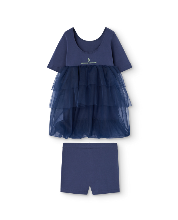 Deep Blue Peacock Fancy Dress MODEL FRONT
