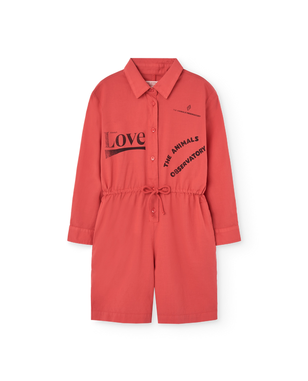 Red Love Squirrel Short Jumpsuit PRODUCT FRONT
