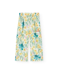 White Floral Antelope Pants COVER