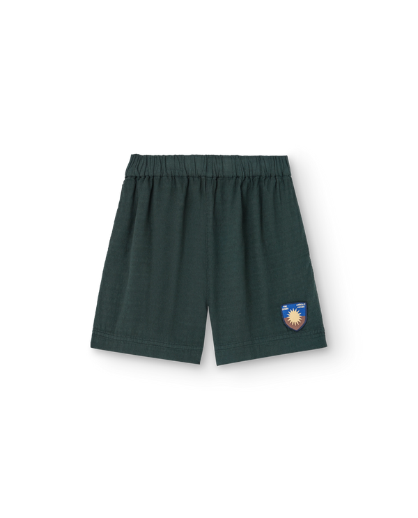 Deep Green Shield Bee Bermuda Shorts PRODUCT FRONT