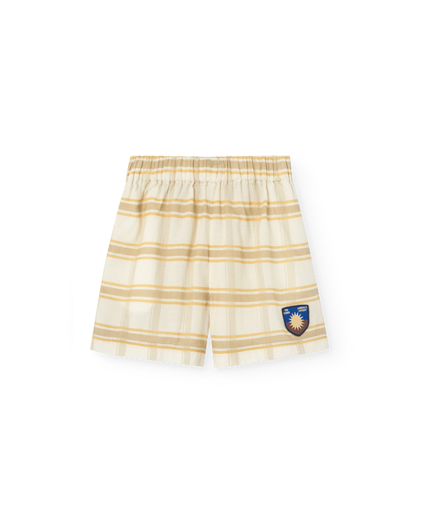 Beige Shield Bee Bermuda Shorts PRODUCT FRONT
