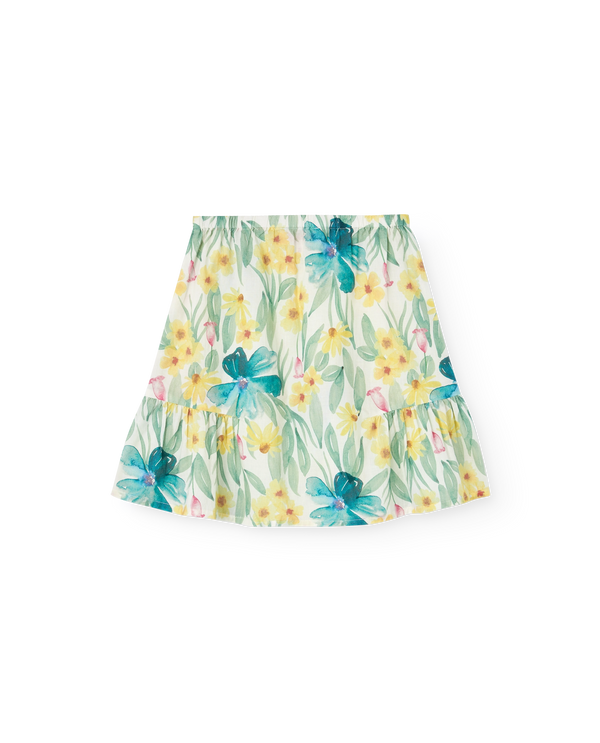 White Floral Slug Skirt PRODUCT BACK