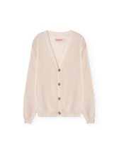Raw White Racoon Cardigan PRODUCT FRONT