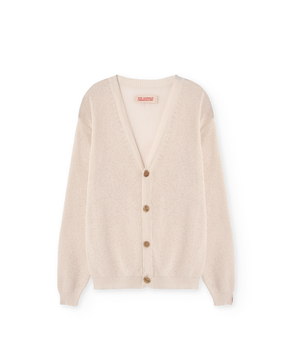 Raw White Racoon Cardigan PRODUCT FRONT