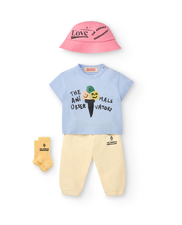 Soft Blue Icecream Pangolin T-Shirt MODEL SIDE