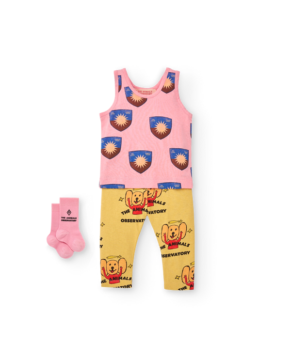 Pink Shield Macaque Tank Top MODEL SIDE