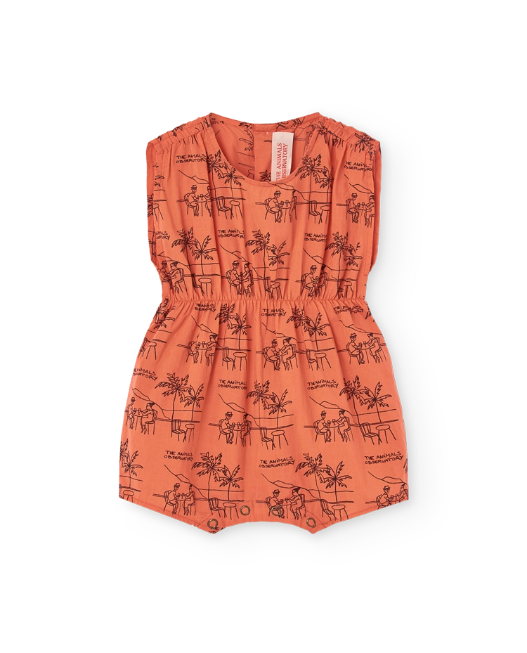 Salmon Drawings Boar Short Jumpsuit COVER