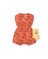 Salmon Drawings Boar Short Jumpsuit MODEL SIDE