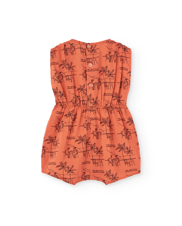 Salmon Drawings Boar Short Jumpsuit PRODUCT BACK