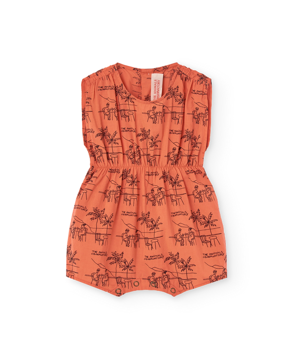 Salmon Drawings Boar Short Jumpsuit PRODUCT FRONT
