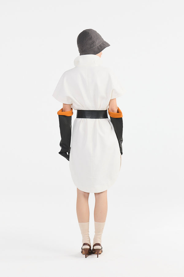 White Cuttlefish Dress MODEL BACK
