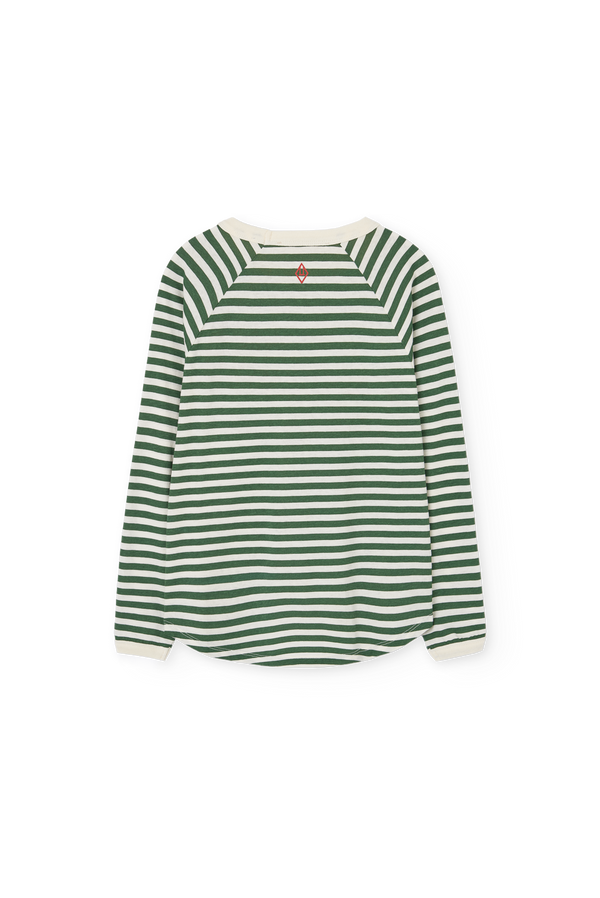 Striped Dark Green Anteater Long Sleeve T-shirt PRODUCT BACK