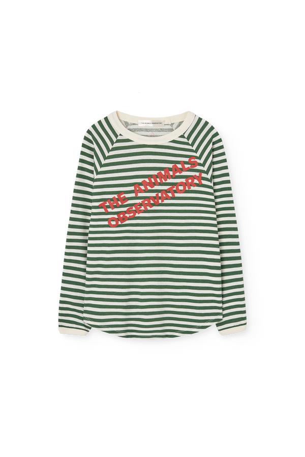Striped Dark Green Anteater Long Sleeve T-shirt PRODUCT FRONT