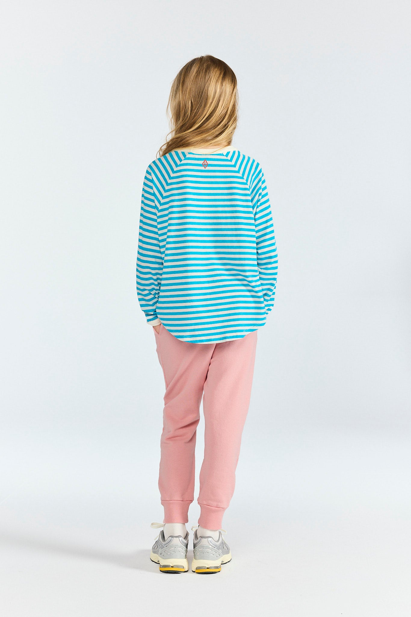 Striped Blue Anteater Long Sleeve T-shirt MODEL BACK