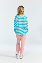 Striped Blue Anteater Long Sleeve T-shirt MODEL BACK