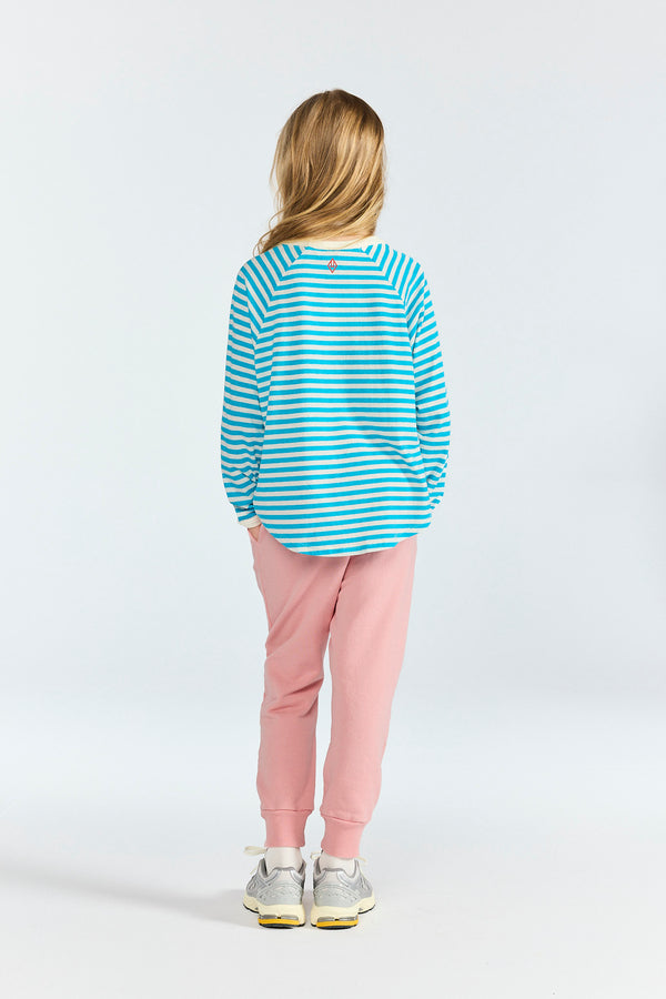 Striped Blue Anteater Long Sleeve T-shirt MODEL BACK