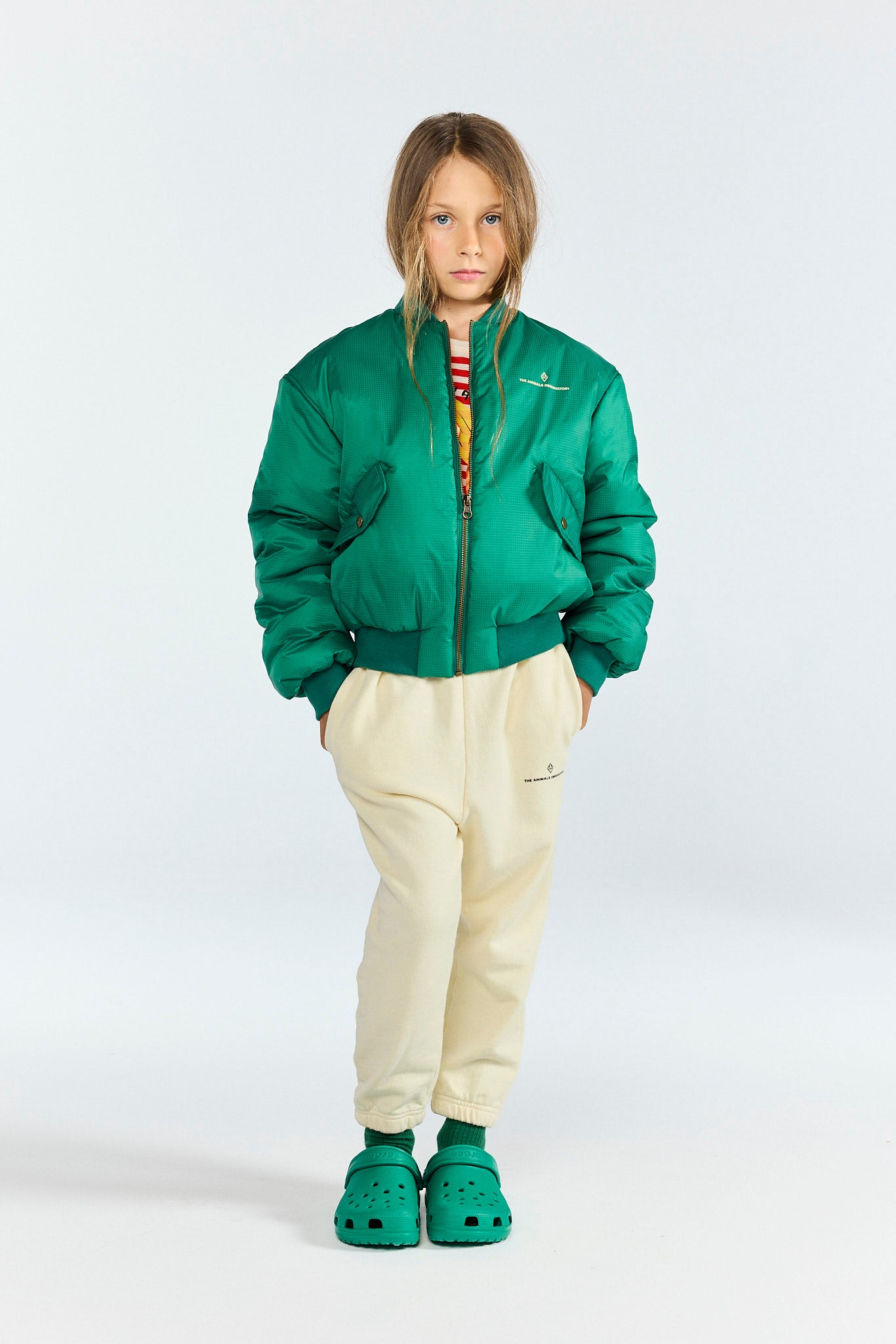 Green Panda Bomber Jacket MODEL FRONT