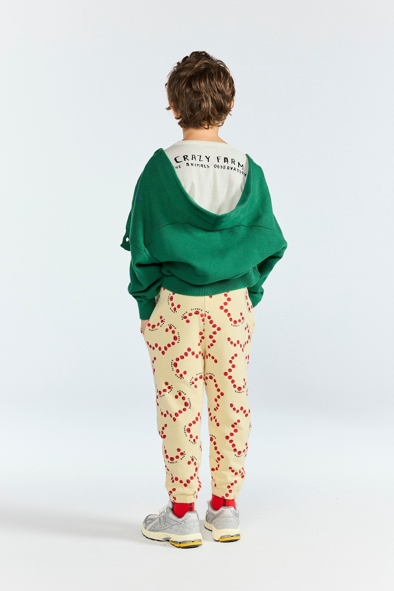 Green Racoon Cardigan MODEL BACK