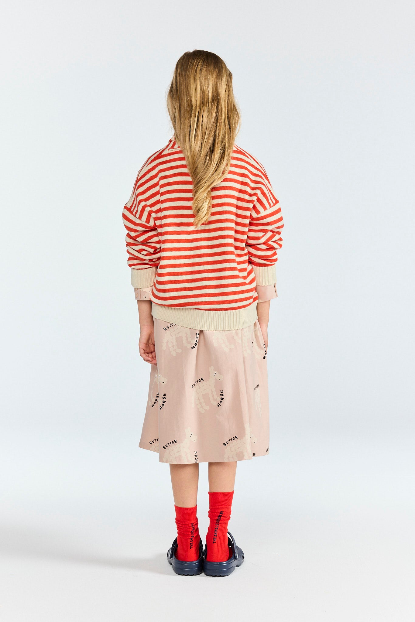 Striped Racoon Cardigan MODEL BACK