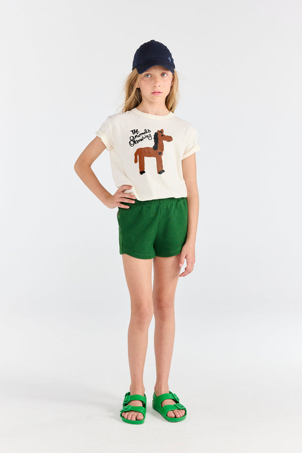 Dark Green Gardener Short Sweatpants MODEL FRONT
