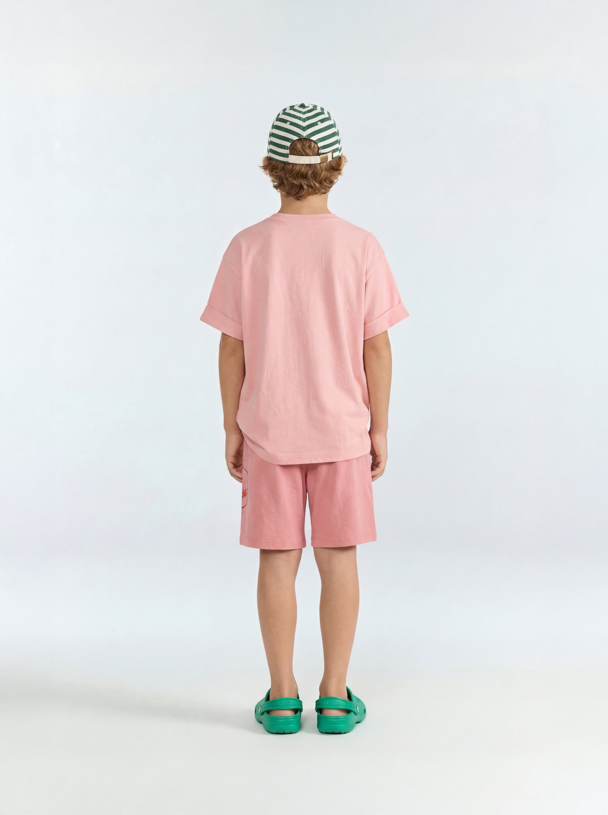 Soft Pink Mole Bermuda Shorts MODEL BACK