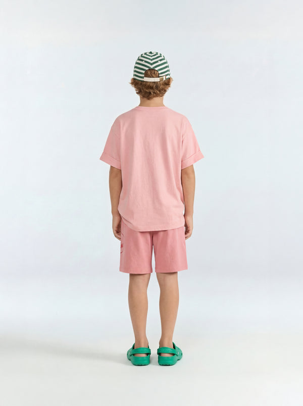 Soft Pink Mole Bermuda Shorts MODEL BACK