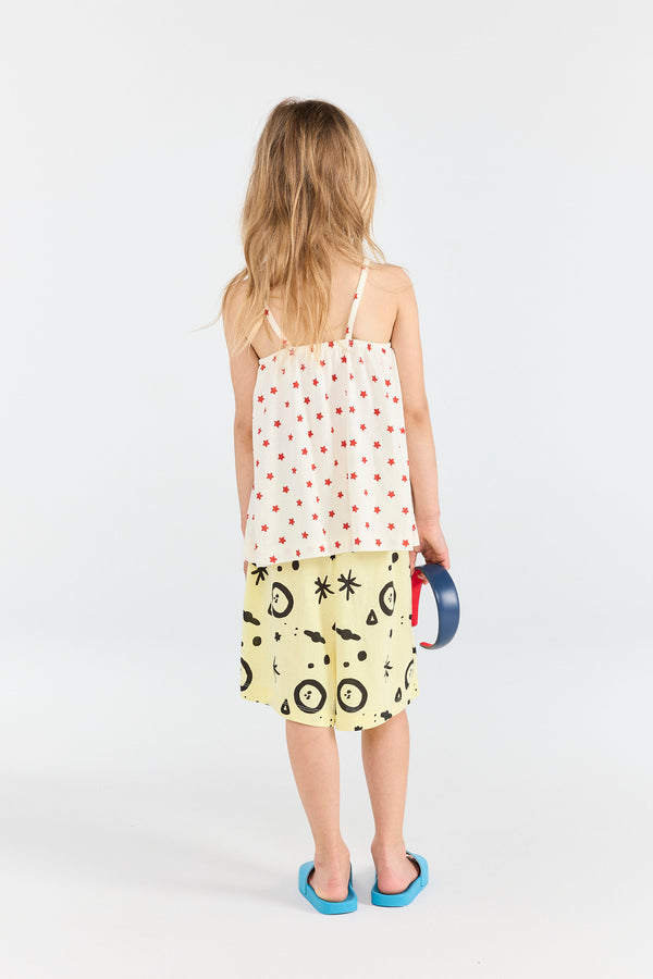 Soft Yellow Mole Bermuda Shorts MODEL BACK