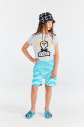 Striped Blue Sardine Shorts MODEL FRONT