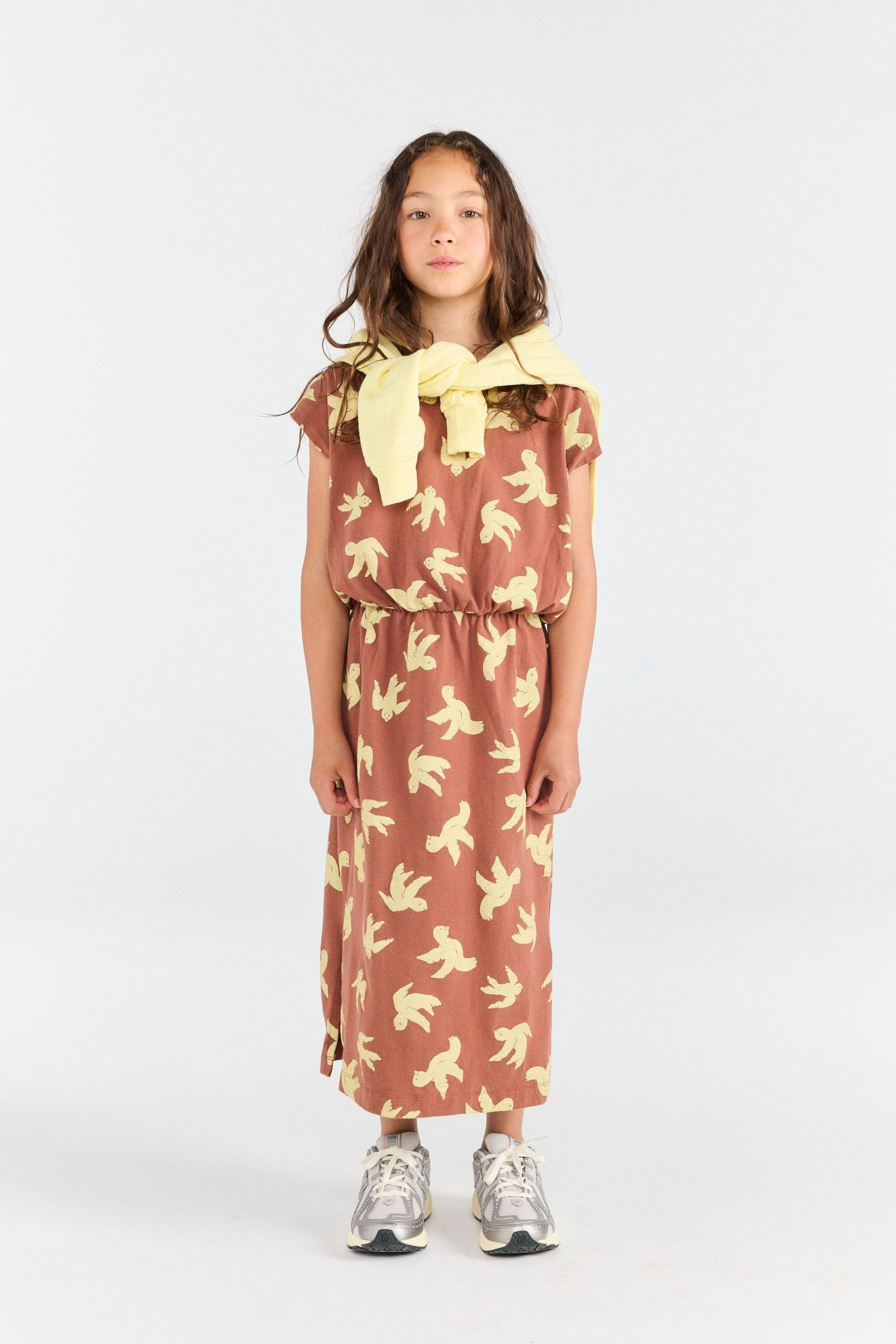 Brown Orca Midi Dress MODEL FRONT