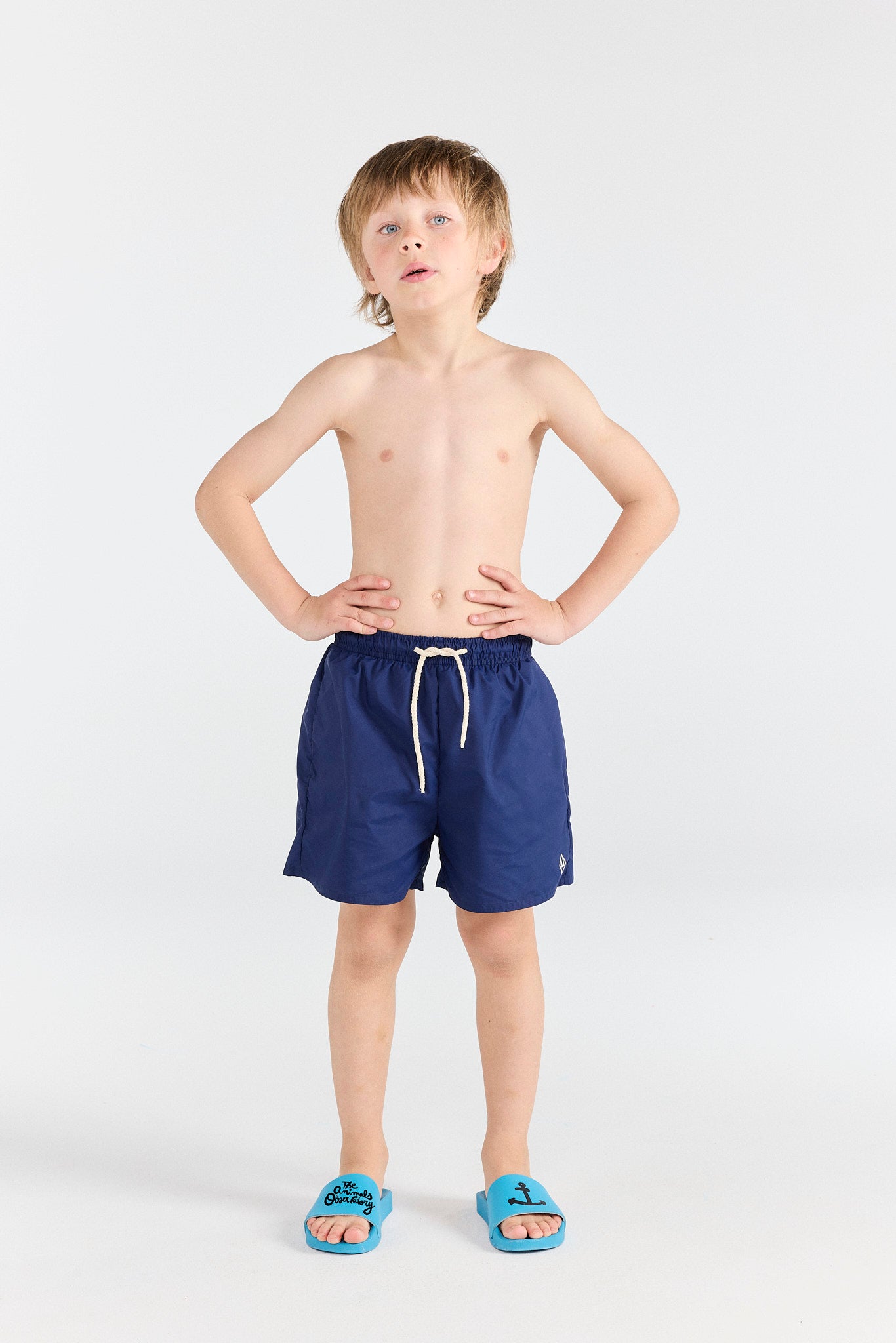 Deep Blue Puppy Shorts MODEL FRONT