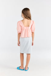 Soft Pink Mandril Blouse MODEL BACK
