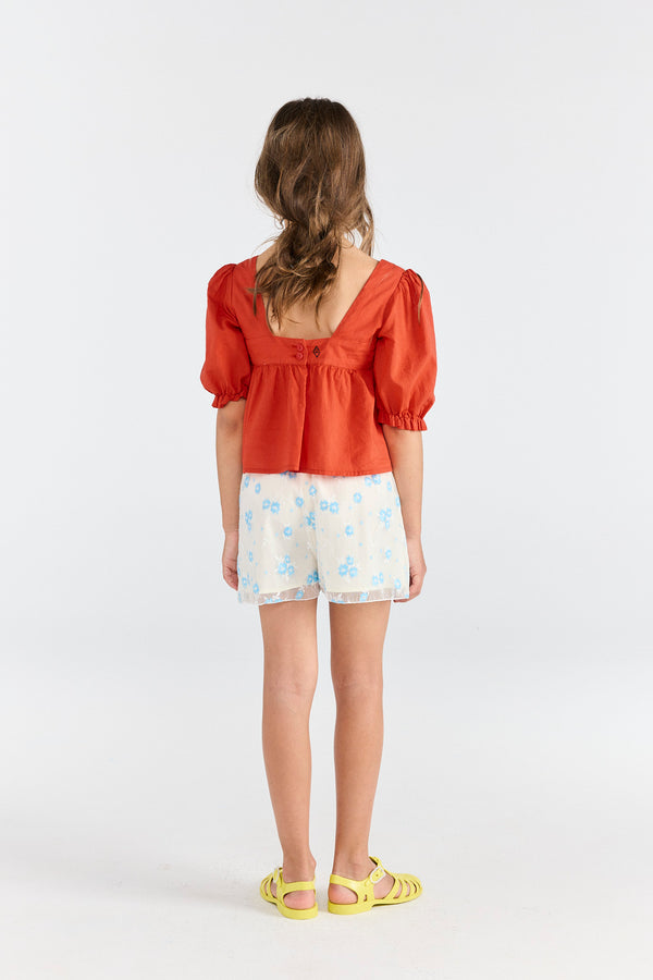 Red Mandril Blouse MODEL BACK