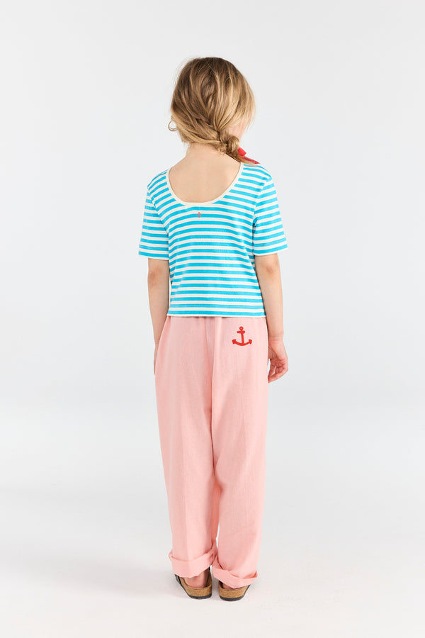Soft Pink Antelope Pants MODEL BACK